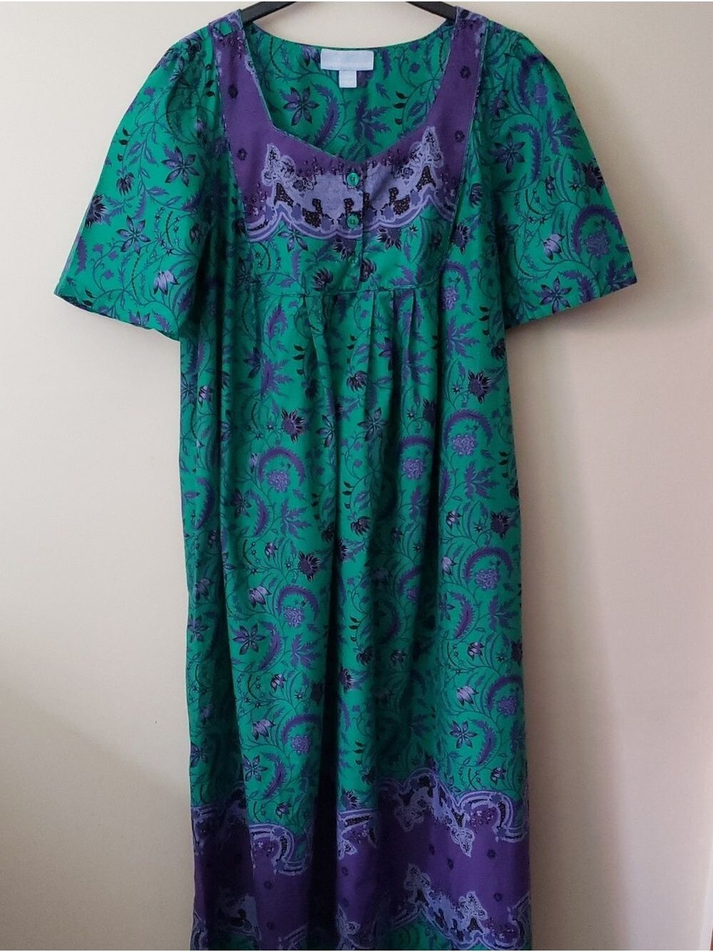 NWOT Only Necessities Green and Purple Floral Maxi Muumuu.